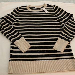 Loft striped sweater, black, white, gold.